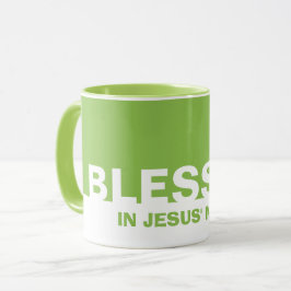 Modern Green BLESSED in Jesus' Name Christelijk Mok