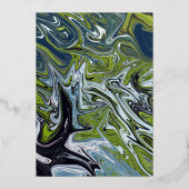 Modern Green Blue Earth Tone Abstract Weddenschap Folie Uitnodiging (Achterkant)