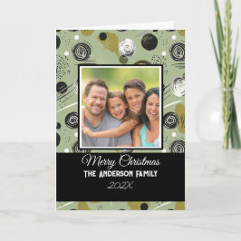 Modern Green Boho Abstracte kerstfoto Kaart