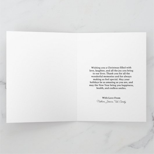 Modern Green Boho Abstracte kerstfoto Kaart (Binnen)