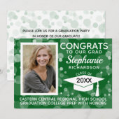 Modern Green Bokeh Bubbles Photo Afstuderen Kaart (Voorkant / Achterkant)