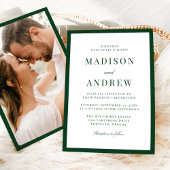 Modern Green Border Photo Wedding Kaart