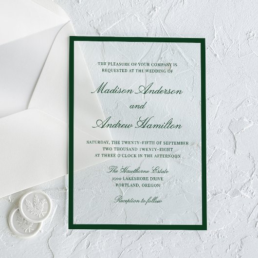 Modern Green Border Wedding Acryl Uitnodigingen