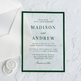 Modern Green Border Wedding Acryl Uitnodigingen