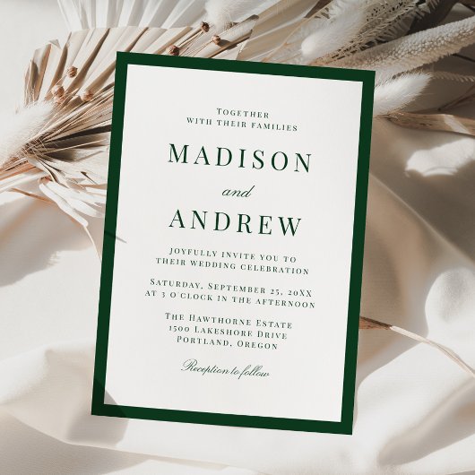 Modern Green Border Wedding Kaart