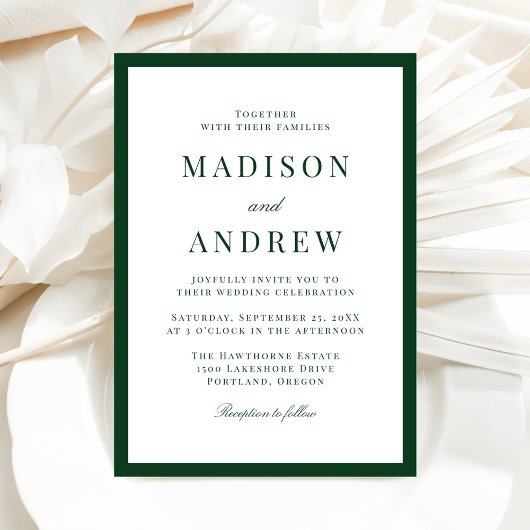 Modern Green Border Wedding Kaart