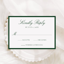 Modern Green Border Wedding RSVP Kaartje
