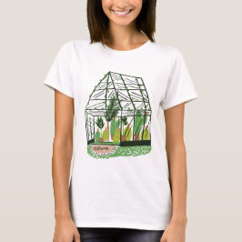 Modern Green Botanical Green House Pink T-shirt