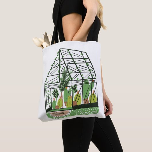 Modern Green Botanical Green House Tote Bag (Dichtbij)