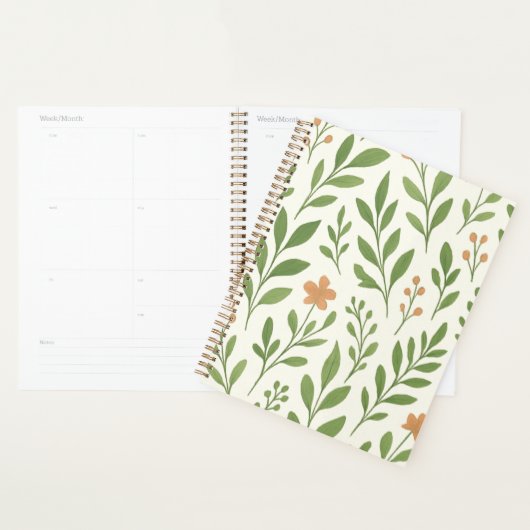 Modern Green Botanical Leaf Pattern Floral Planner (Display)