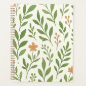 Modern Green Botanical Leaf Pattern Floral Planner (Voorkant)