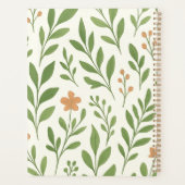 Modern Green Botanical Leaf Pattern Floral Planner (Achterkant)