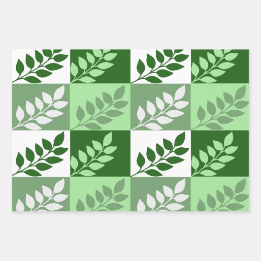Modern Green Botanical Leaf Pattern Wrapping Paper (Voorkant 3)