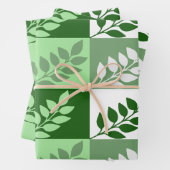 Modern Green Botanical Leaf Pattern Wrapping Paper (In situ)