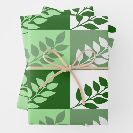 Modern Green Botanical Leaf Pattern Wrapping Paper (In situ)