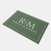 Modern Green Botanical Monogram Door Mat (Schuin)
