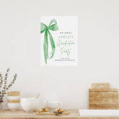 Modern Green Bow Coquette Afstudeerfeest Welkom Poster (Keuken)