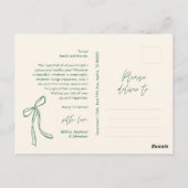 Modern Green Bow Familie Foto Kerstgroet Briefkaart (Achterkant)