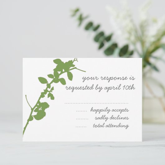 Modern Green Branch RSVP-trouwkaart RSVP Kaartje (Staand voorkant)