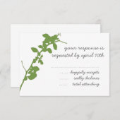 Modern Green Branch RSVP-trouwkaart RSVP Kaartje (Voorkant / Achterkant)
