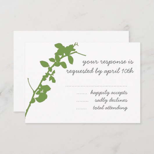 Modern Green Branch RSVP-trouwkaart RSVP Kaartje (Voorkant / Achterkant)