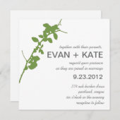 Modern Green Branch Wedding Invitation Kaart (Voorkant / Achterkant)