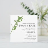 Modern Green Branch Wedding Invitation Kaart (Staand voorkant)