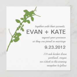 Modern Green Branch Wedding Invitation Kaart