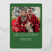 Modern Green Buffalo met kerstfoto Folie Feestdagenkaart (Achterkant)