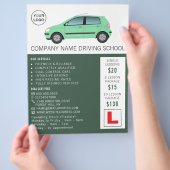 Modern Green Car, Driving School, Instructor Flyer (Hand)