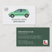 Modern Green Car, Driving School, Instructor Visitekaartje (Voorkant / Achterkant)
