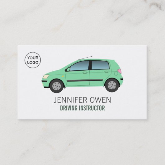 Modern Green Car, Driving School, Instructor Visitekaartje (Voorkant)