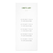 Modern Green Celebration of Life Memorial Programm Reclamekaart (Achterkant)