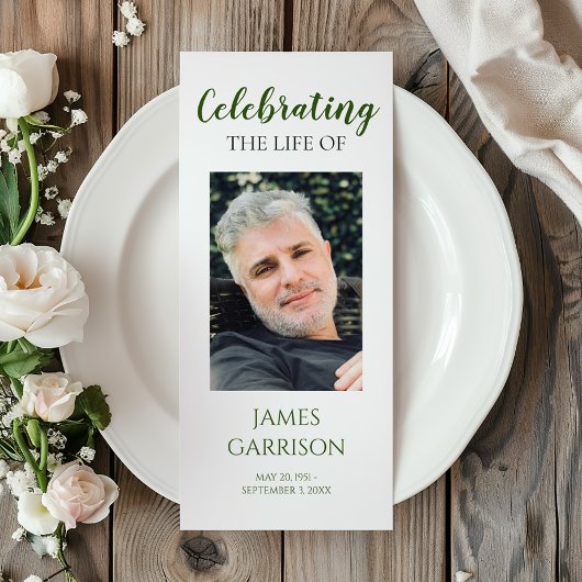 Modern Green Celebration of Life Memorial Programm Reclamekaart