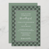Modern Green Celtic Knot Irish Wedding Invitation Kaart (Voorkant / Achterkant)
