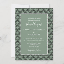 Modern Green Celtic Knot Irish Wedding Invitation Kaart