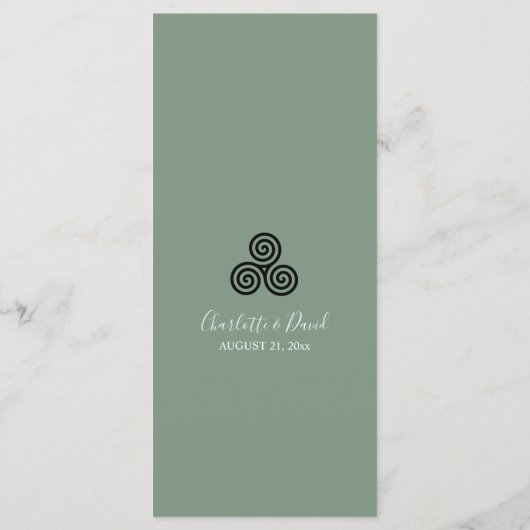 Modern Green Celtic Knot Irish Wedding Invitation Menu (Achterkant)