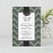 Modern Green Chevron 2013 Graduation Party Kaart (Staand voorkant)