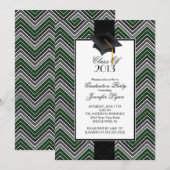 Modern Green Chevron 2013 Graduation Party Kaart (Voorkant / Achterkant)