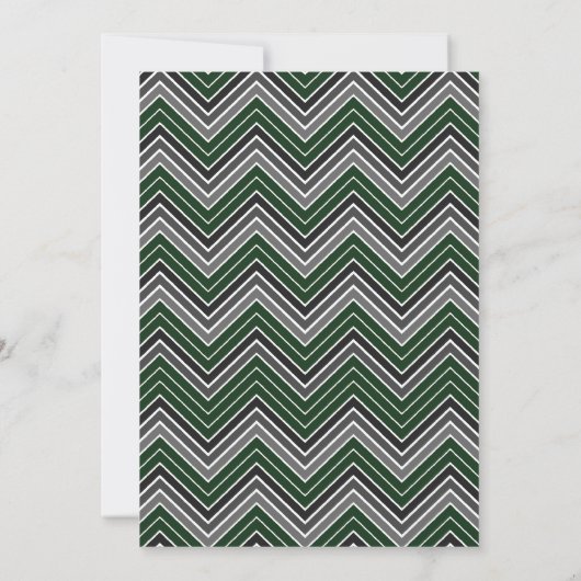 Modern green Chevron Stripes Photo Afstuderen Kaart (Achterkant)