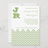 Modern Green Chevron Wedding Invitation Kaart (Voorkant)
