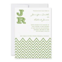 Modern Green Chevron Wedding Invitation