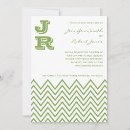 Modern Green Chevron Wedding Invitation Kaart