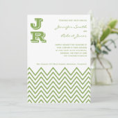 Modern Green Chevron Wedding Invitation Kaart (Staand voorkant)