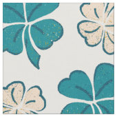 Modern Green Clover Shamrock Drawing Pattern Stof (Close Up)