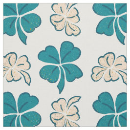 Modern Green Clover Shamrock Drawing Pattern Stof