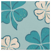 Modern Green Clover Shamrock Drawing Pattern Stof (Close Up)
