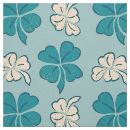Modern Green Clover Shamrock Drawing Pattern Stof