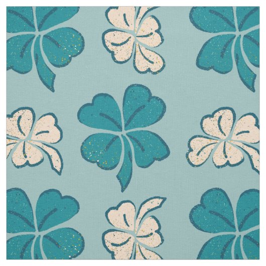 Modern Green Clover Shamrock Drawing Pattern Stof (Swatch)