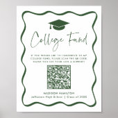 Modern Green College Fund Afstuderen QR Code Sign Poster (Voorkant)